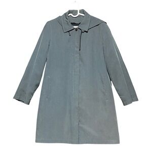 Fleet Street Grey Micro Houndstooth Hooded Raincoat Removable Liner Women's M